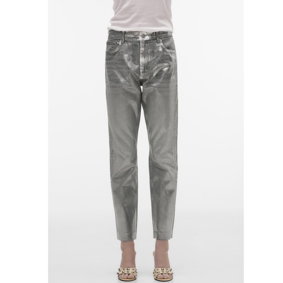Zara TRF METALLIC WAXED JEANS - Picture 6 of 11